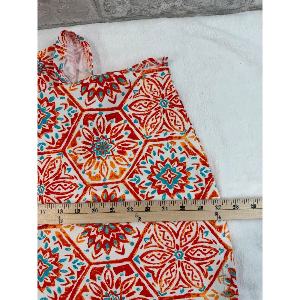 Belle By Kim Gravel TripleLuxe Knit Signature Zip Printed Top Pima Orange Large - Picture 9 of 11